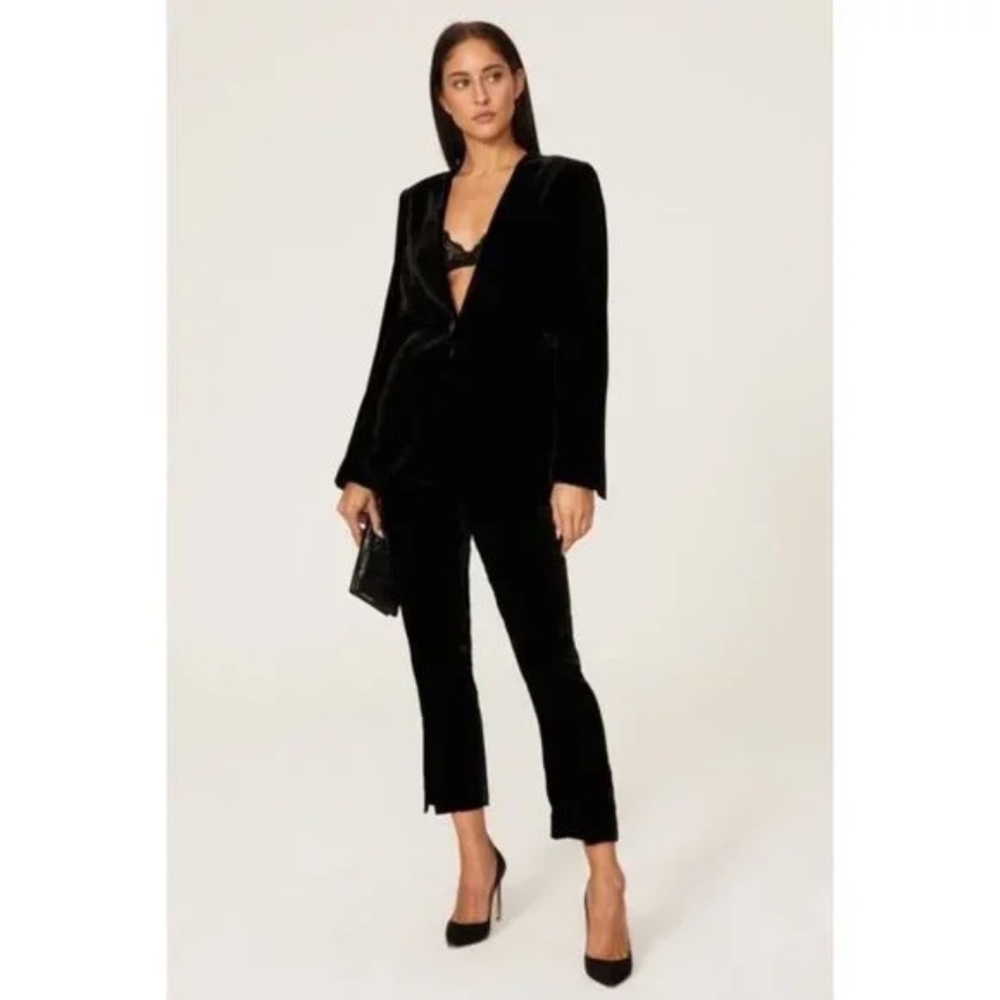 Theory Black Velvet Cropped Straight Leg Pants 6